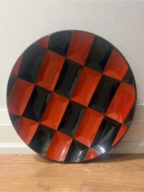Red Black Checkerboard Tray | Postmodern Decor | Statement Piece